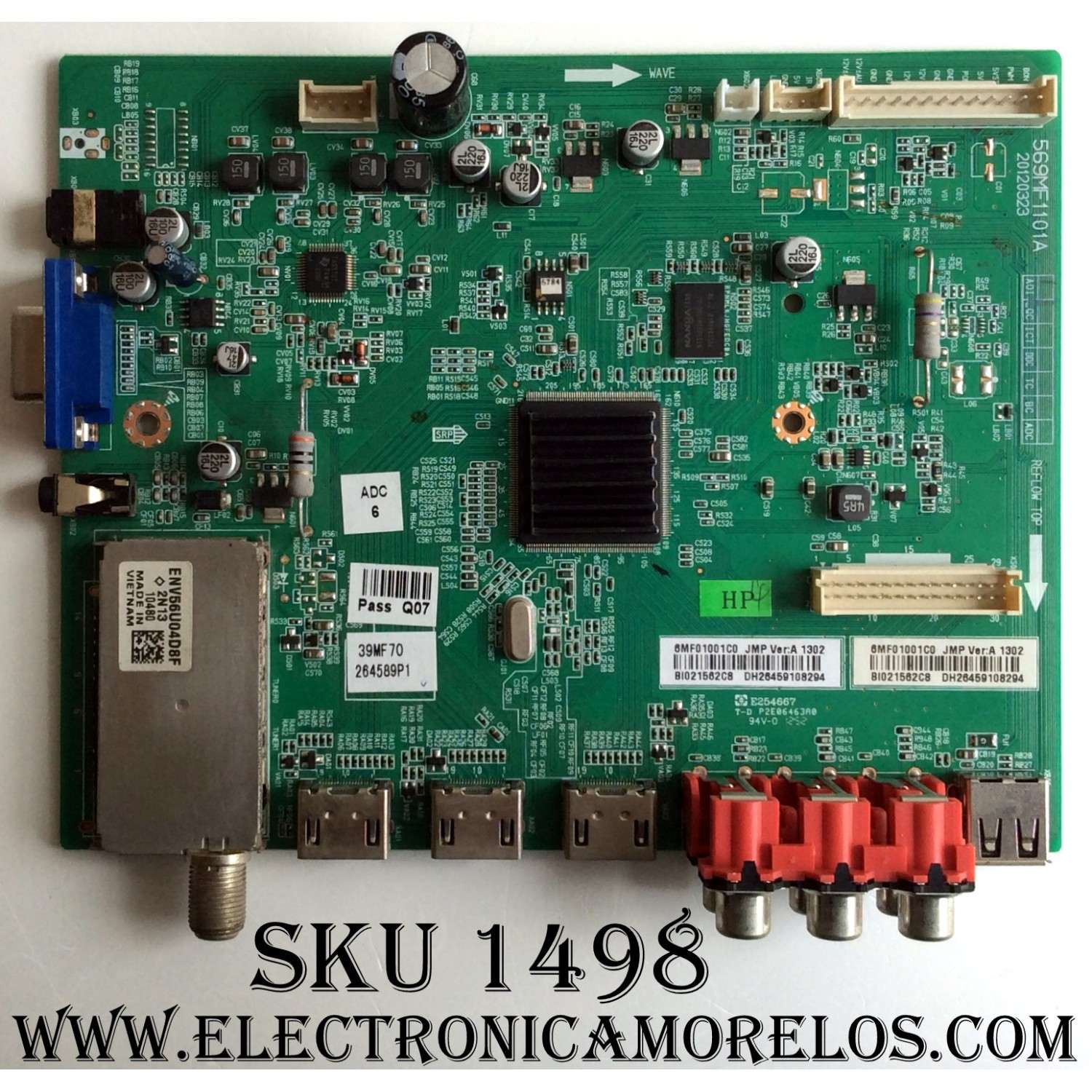 MAIN PARA TV INSIGNIA / NUMERO DE PARTE 6MF01001C0 / 569MF1101A / 20120323 / PANEL V390HJ1-L02 Rev.C1 / MODELO NS-39L240A13